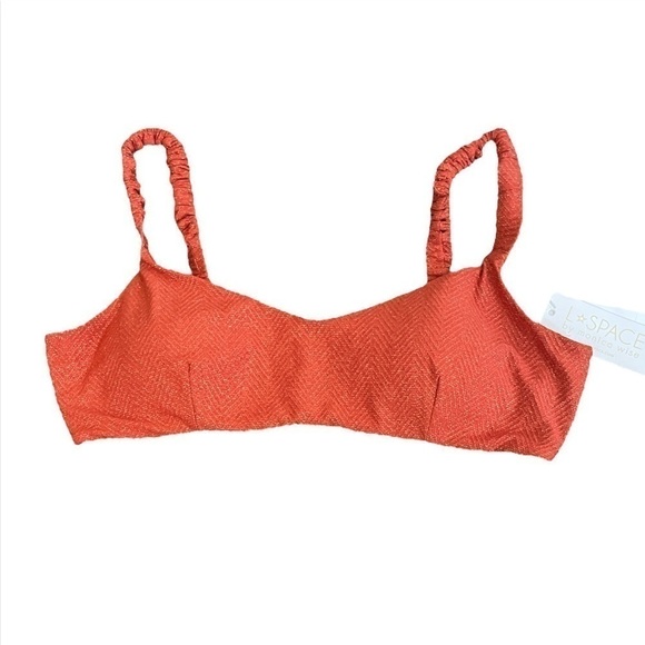 NWOT L*SPACE Lloyd Bikini Top Burnt Red Shimmer XL - Picture 1 of 2